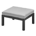 Gartenfreude Cadre en Aluminium Ambience, Coussins, Baleines en WPC, Tabouret Gris foncé/Teck