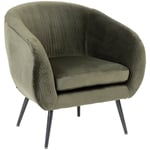 Atmosphera Créateur D'intérieur - Fauteuil Solaro velours vert kaki