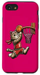 Coque pour iPhone SE (2020) / 7 / 8 Belle idée cadeau design drôle chat qui fait du basketball