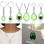 Friendship Gifts Valentines Green Avocado Necklace Keychain Long chain Earring