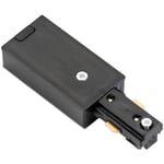 Commercial Track Light Live End Connector - 107mm Length - Black Pc Rail System