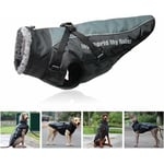 Manteau pour chien réversible réfléchissant en peluche avec harnais détachable et col en fourrure replié sans étouffement, vêtement confortable pour