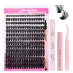 Fadlash Kit Extension Cils 0.07 D Cornée 8-16mm 80D Faux Cils Cluster Cils Kit Individuels DIY Cils Avec Bond And Seal,Dissolvant pour Colle Cils,Brosse à Mascara,Pince A Epiler Faux Cils