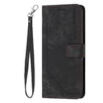 Wallet Case Compatible for Redmi Note 12 5G/Xiaomi Poco X5 5G | Skin Feel Solid Color PU Leather Magnetic Protective Folio Cover | Card Holder Stand Function Wrist Strap Flip Case | Black