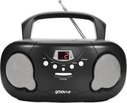 groov e Orginal Boombox - Portable CD Player with Radio, 3.5mm Aux Black 