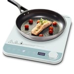 Plaque à induction, AMZCHEF table de cuisson portable au design ultra-mince, bouton électronique, 5 modes automatiques, 10 niveaux de puissance et de température, Minuteur, 2000W, bleu