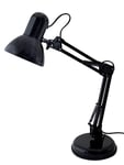 Velamp TL1207-N Lampe de Table avec Bras articulé. Culot E27, Compatible LED. pour Bureaux, étudiants, Lecture, Chambre d'enfants, Métal, 6 W, Noir