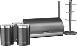 🔥 Morphy Richards Accents Titanium Grey 6pc Bread Bin Canisters Storage Set