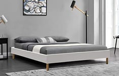 Literie Julien Gregory - Solide et Confortable Sommier Tapissier Blanc + Pieds en 20 cm pour Matelas en 70x190-13 Lattes - Montage Rapide et Facile - revetement PVC Facile d'entretien