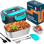 TRAVELISIMO Gamelle Chauffante 80W Lunch Box Chauffante Electrique 1,5L Boite Repas Isotherme 220V 24V 12V Boite Chauffante Repas Camion Bureau, Gamelle Chauffante Allume Cigare Boite Repas Chauffante