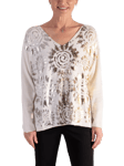 chesca Abstract Sun Print Jumper, White/Gold