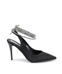 19v69 Italia Womens Ladies Chanel Pump - Black, Size: UK 3 Fabric - Size UK 3