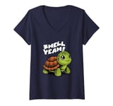 Womens Funny Turtle Saying, Shell Yeah V-Neck T-Shirt