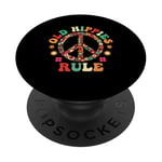 Old Hippies Rule Hippie Vintage Costume Hippy Travel Fan PopSockets PopGrip Adhésif