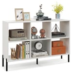 COSTWAY Bibliothèque Cube, Meuble de Rangement en Bois avec Compartiments Ouverts, Pieds en Métal Surélevés, Étagères Réglables, pour Salon, Chambre, Bureau, 35 x 120 x 79,5 cm (Blanc)