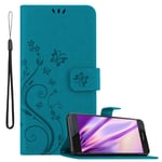 Cadorabo Housse Compatible Avec Honor 8 / 8 Premium En Bleu Floral - Étui De Protection Au Design Floral Avec Fermeture Magnétique, Fonction De Support Et Emplacements Pour Cartes