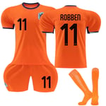 Gos- EM 2024 Fotbollströja Nederländerna Hem Orange 11 ROBBEN 11 THE ROBBER 26