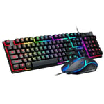 Kit clavier et souris de jeu RVB,rétro4.2,USB,ordinateur filaire,touches Chlor104,PC Gamer,ordinateur portable - Type keyboard mouse-English