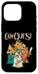 Coque pour iPhone 16 Pro Cat Quest RPG Hero Cats Jeu vidéo RPG Gamer Funny Cat