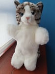 NEW 12" Grey and white cat puppet grey tabby cats plush cat hand puppets kittens