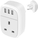 UK to US Adaptor Plug, USA Travel Adapter with 3 USB Ports American Thailand