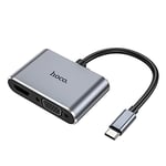 Hoco HB29 - Easy-lead, Multi-Function Hub Converter, Type-C To HDMI + VGA converter, 4K 30Hz / 1080p, Type-C Notebooks To TV/Projector/Display, Compatible With Windows and Mac OS - Metal Grey