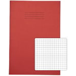 Rhino Exercise Book A4 Squared 5 mm Stapled Side Bound Manila Soft Cover Red Not perforated 80 Pages Pack of 50