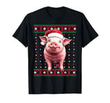 Ugly Christmas Sweater Pig Lover Santa Hat Funny Holiday T-Shirt