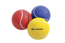 Schildkröt Balles de Sports Souples, Lot de 3 (Jaune, Rouge, Bleu), Ø7cm, Mousse PU, Bon Rebond, pour Beachball, Tennis, etc., 970046