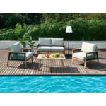 Vente-unique.com Salon de jardin en aluminium et résine tressée : un canapé 2 places, 2 fauteuils et 1 table basse - Naturel clair - GRAZ de MYLIA