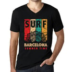 Homme Tee-Shirt Col V Surf D'été À Barcelone - Summer Time Surf In Barcelona - T-Shirt Graphique Éco-Responsable Vintage Cadeau Nouveauté