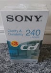 3x Sony E-240CDG Blank VHS Tapes Media Video Brand New & Factory Sealed