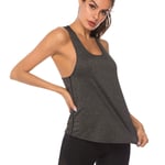 Workout Tops for Women U-neck vest Athletic Racerback Tank Yoga Shirts Gym Clothes Gym Exercise Running t-shirts,Dark gray,L