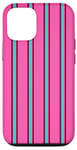 Coque pour iPhone 12/12 Pro Rose Bleu Noir Rayé Girly Esthétique Preppy Stripe