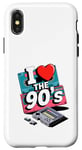 Coque pour iPhone X/XS I Love The 90's Cassette Player Music Tape Recorder