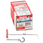 Fischer 544478 Duotec 10 H - Lot de 25 chevilles pour placoplâtre, avec crochet, fixation à ancre pour charges élevées sur panneaux et plaques, trou 10 mm