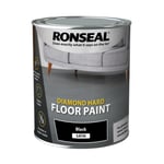 Ronseal Diamond Hard Floor Paint Satin Wood Stone Concrete 750ml Black