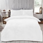 Brentfords Kingsize Duvet Cover Sets Teddy Fleece White Winter Bedding King Size