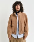 GANT - Harrington jakke i ull til dame warm khaki