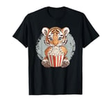 Adorable Tiger Enjoying Movie Popcorn Moment T-Shirt