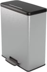 Curver Deco Rectangular Bin 65L, Metallic Grey, for Kitchen, Laundry Room, 100%