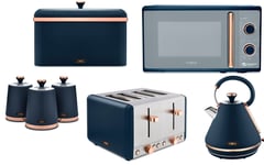 Tower Cavaletto Kettle Toaster Microwave Breadbin & Canisters in Midnight Blue