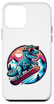 Coque pour iPhone 12 mini Snowboard Dinosaure drôle et T-rex d'hiver et sports