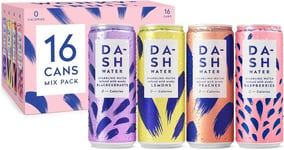 Dash Water Mixed Pack - 16 x Flavoured Sparkling Spring Water - Raspberry, Lemo