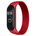 Leishouer Braided Solo Loop Strap Compatible with Mi band 5 6 Straps, Soft Stretchable Nylon Sport Replacement Band Miband4 Miband5 Wristband For Mi Band 4 3 Strap(Red,L)