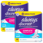 Always Discreet Long Plus Sensitive Bladder Complete Protection Pack 2 x 26 Pads