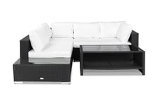 Loungegrupp Bahamas 4-sits Bord m Hylla - Avslut Svart Loungeset & loungegrupp Vit,Svart Comfort Garden