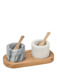 Truly Marble Salt & Pepper Pinch Pots with Acacia Wood Tray