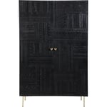 Armoire gravée en bois noir et métal doré - CHIMANE