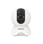 Caméra pour l'Intérieur Motorisée IP X5 - WiFi, Haute Définition 5MP avec Détection de Mouvement Intelligente - Vue 350°, Jour & Nuit - Infrarouge de 8m - Alexa & Google Assistant - Blanc - Foscam
